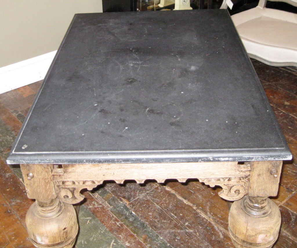 Flemish 19thC Bluestone Top Bleached Side Table 1