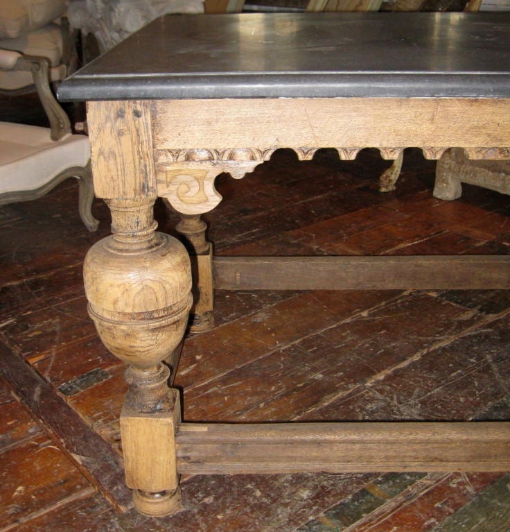 Flemish 19thC Bluestone Top Bleached Side Table 2