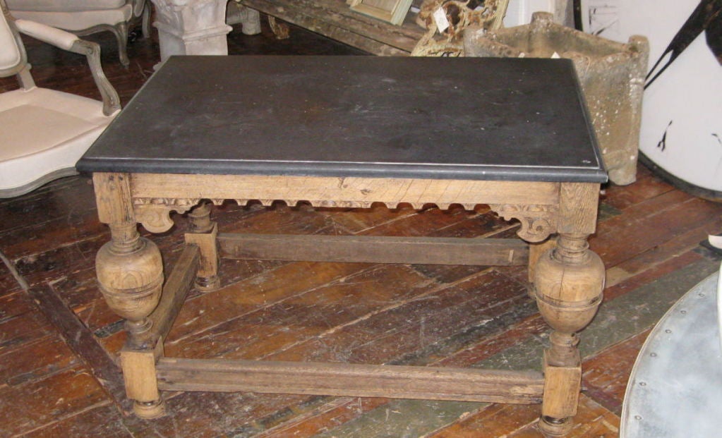 Flemish 19thC Bluestone Top Bleached Side Table 3