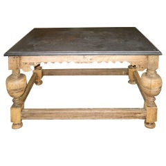 Flemish 19thC Bluestone Top Bleached Side Table