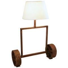 Antique Cast Iron Lamp On Wheeels