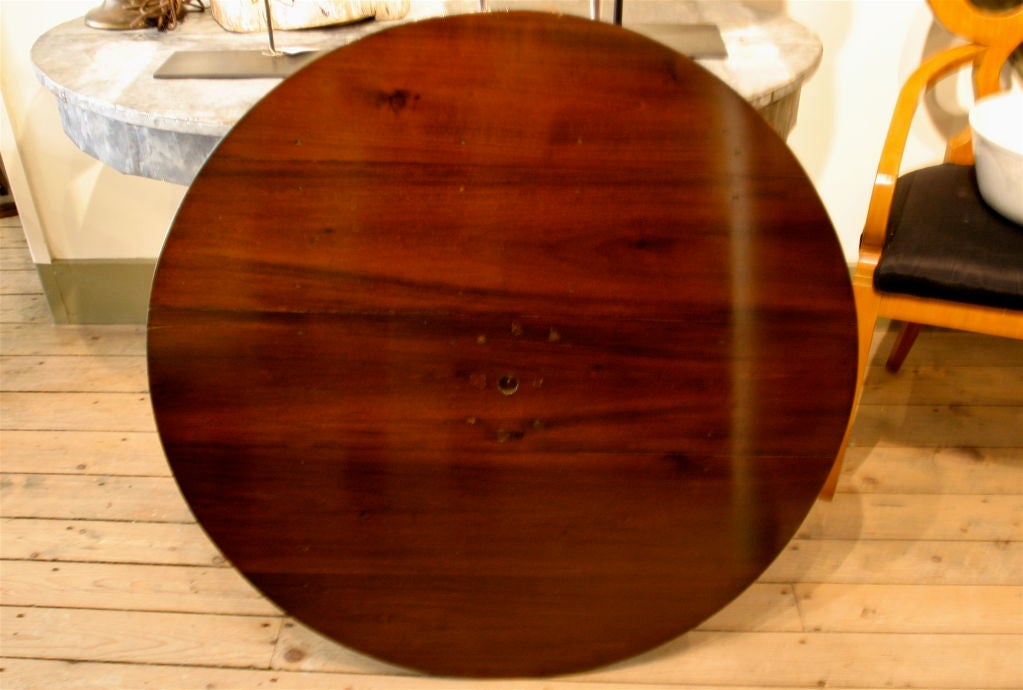 Large Round Dining Table with Revolving Center In Excellent Condition In Hudson, NY