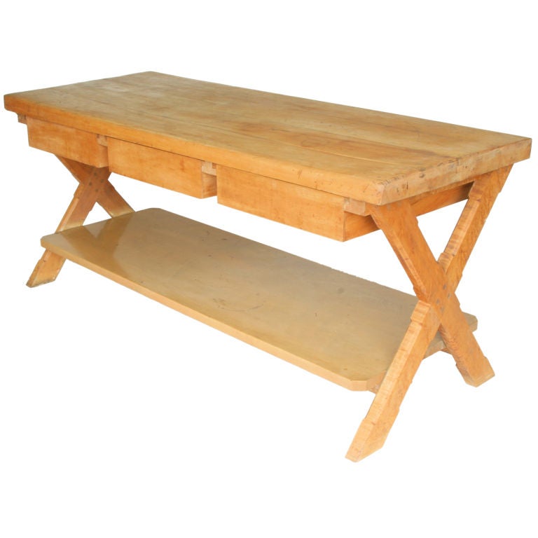 Vintage Maple Butcher Block Table-Console