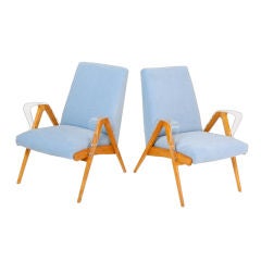 czech mid-century armchairs, pair (priced individually)