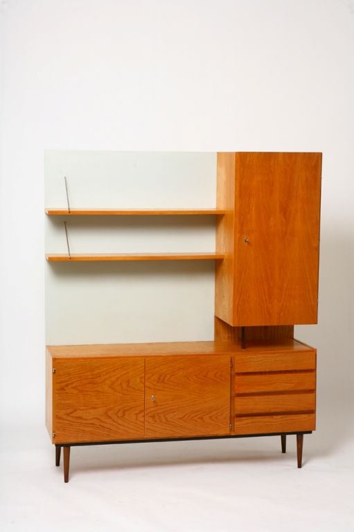 czech mid-century cabinet - shelves wall unit