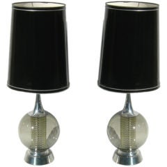 Impressive Pair of Smoked Glass Table Lamps