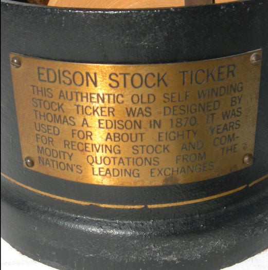 In thirty years of business, this is the first ticker tape machine we have ever possessed! Invented by Thomas Edison in the 1870's, the machine dispensed a paper 