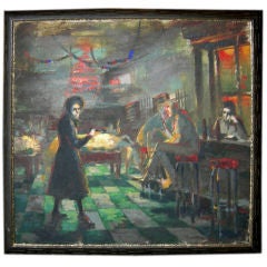 Depression Era Pool Hall Painting