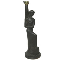 Art Deco Figural Table Lamp Signed Harwil
