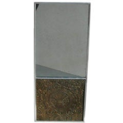 Art Deco Bronze Plaque Wall Mirror - Two Available