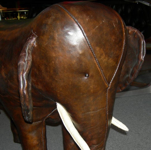 Abercrombie and Fitch Leather Elephant Footstool