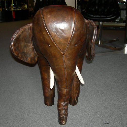 Abercrombie and Fitch Leather Elephant Footstool at 1stdibs