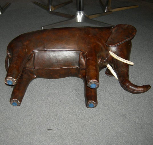 Abercrombie and Fitch Leather Elephant Footstool at 1stdibs