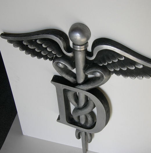 Large Caduceus Dental Symbol in Aluminum at 1stdibs
