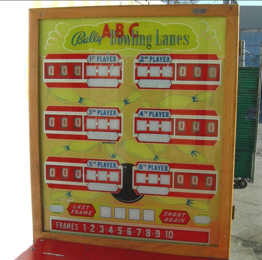 A very impressive game, indeed! The ABC Bowling Lanes used actual wooden bowling balls, not the typical metal pucks used on other games. They also had a return mechanism that rolls the balls back up to the players, through the side gutter. This