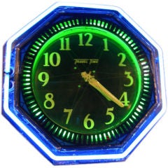 Vintage Travel Time Neon Clock with Rotor Action
