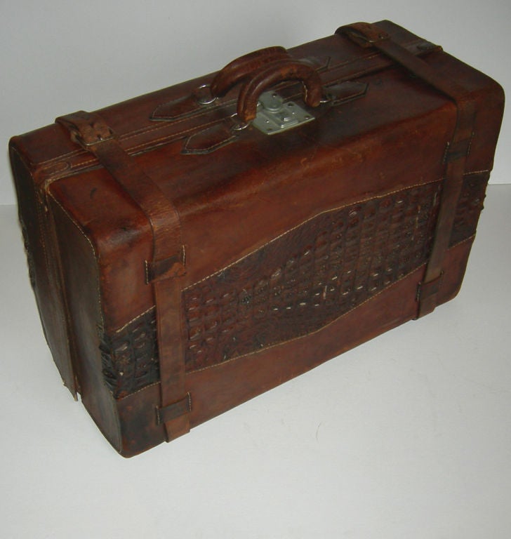 Mid-20th Century Charming Alligator Suitcase