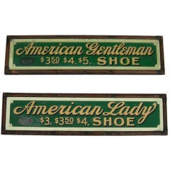Pair of Reverse Painted Glass Shoe Trade Signs
