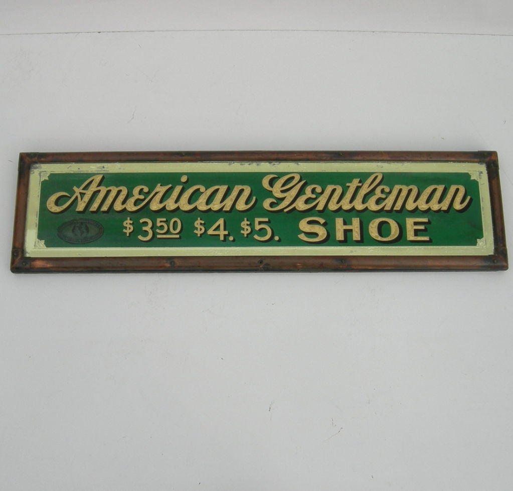 Pair of Reverse Painted Glass Shoe Trade Signs