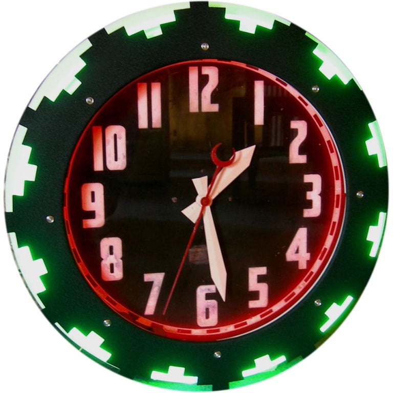 Aztec Neon Wall Clock at 1stDibs aztec neon clock, aztec clock, aztec