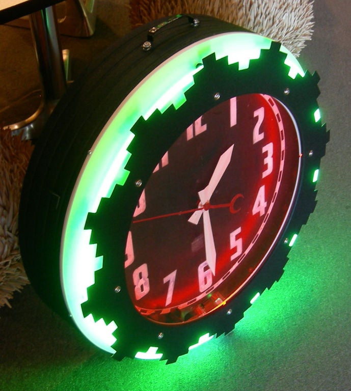 Aztec Neon Wall Clock at 1stDibs aztec neon clock, aztec clock, aztec