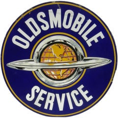 Vintage Large Porcelain Enameled Oldsmobile Service Sign