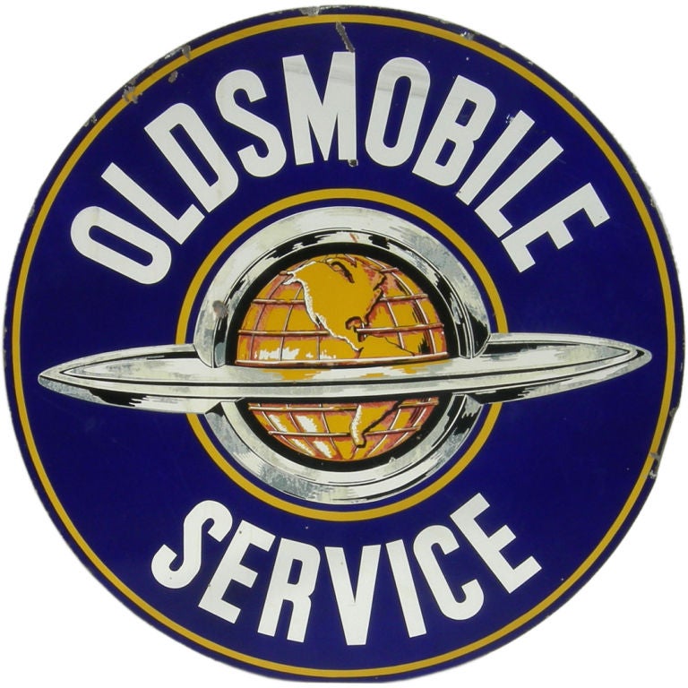 Large Porcelain Enameled Oldsmobile Service Sign