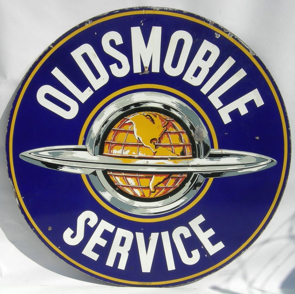 Large Porcelain Enameled Oldsmobile Service Sign 2