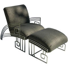 Vintage "Jazz" Art Deco Lounge Chair and Ottoman by Marina McDonald