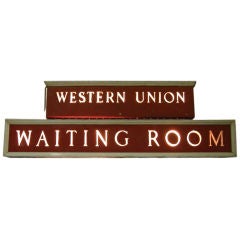 Vintage Illuminated Western Union Waiting Room Sign