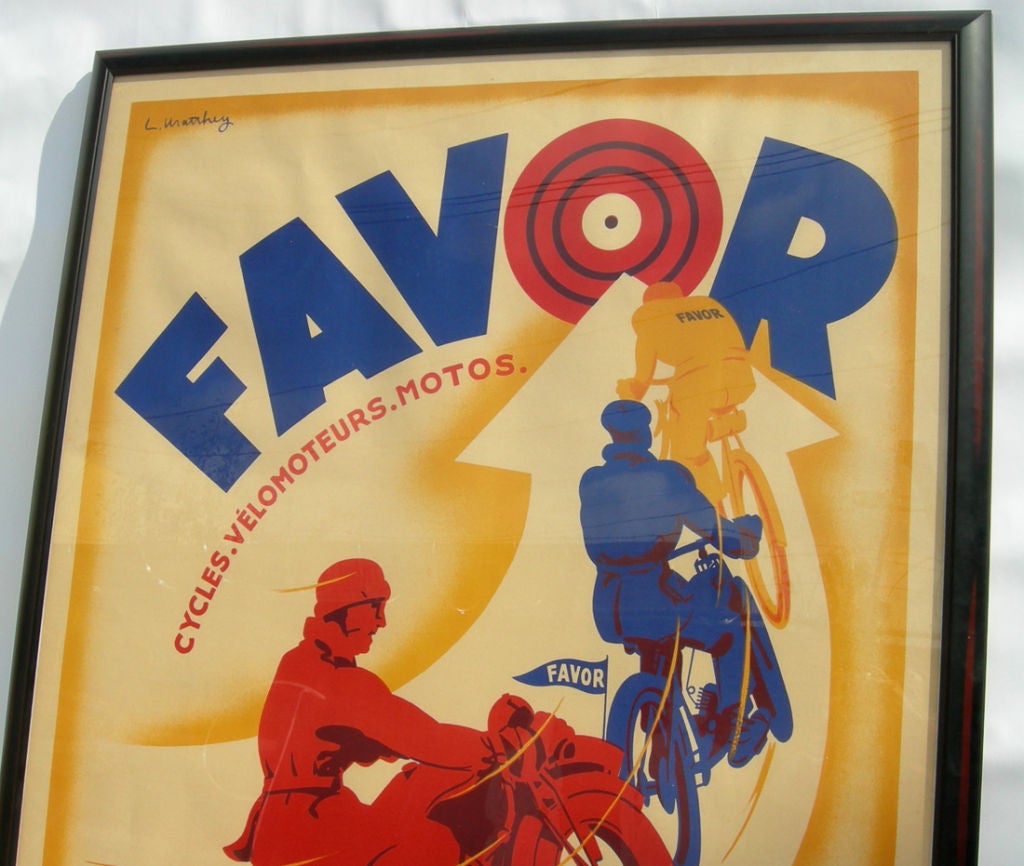 French Art Deco Favor Motorcycle Poster by L. Matthey