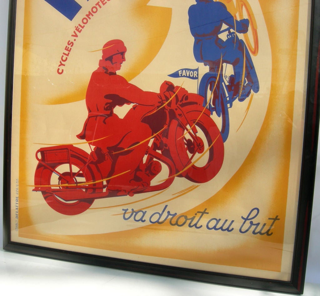 Art Deco Favor Motorcycle Poster by L. Matthey at 1stDibs