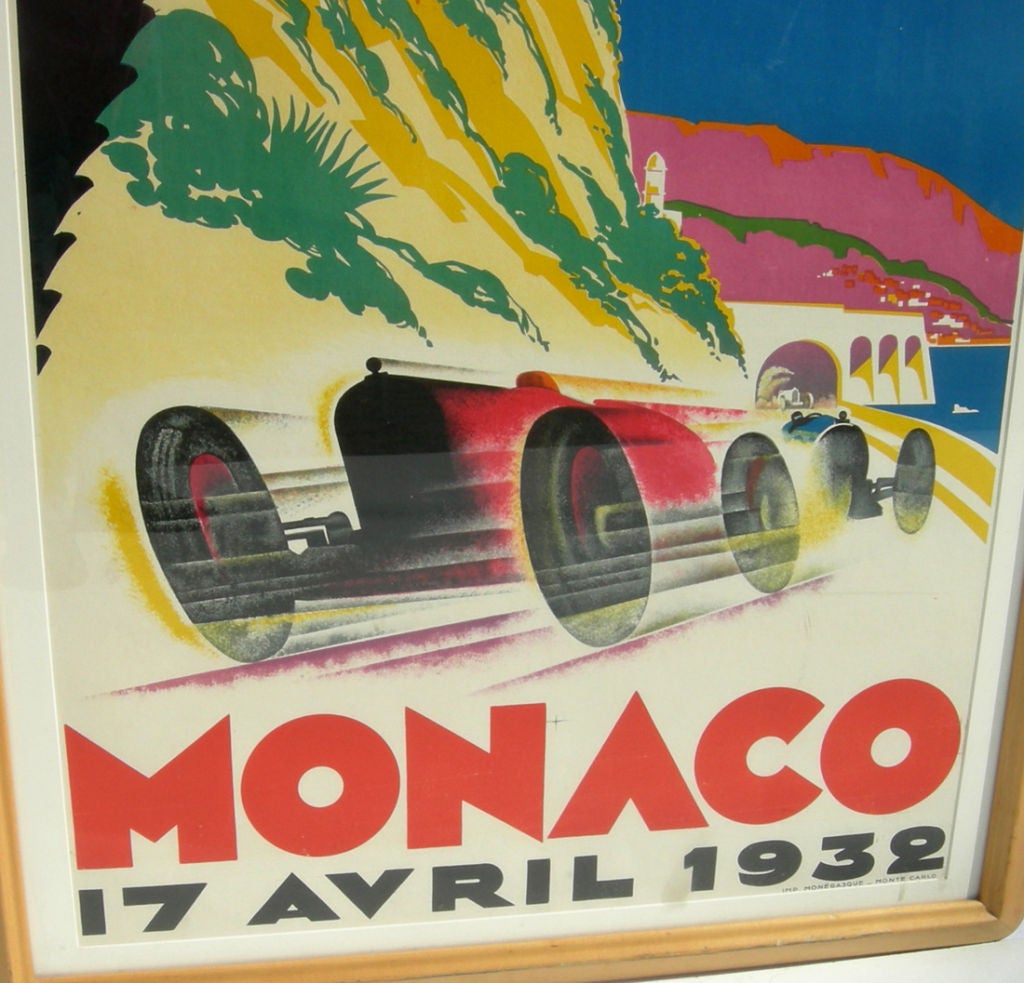 French Original 1932 Monaco Racing Poster by Falcucci