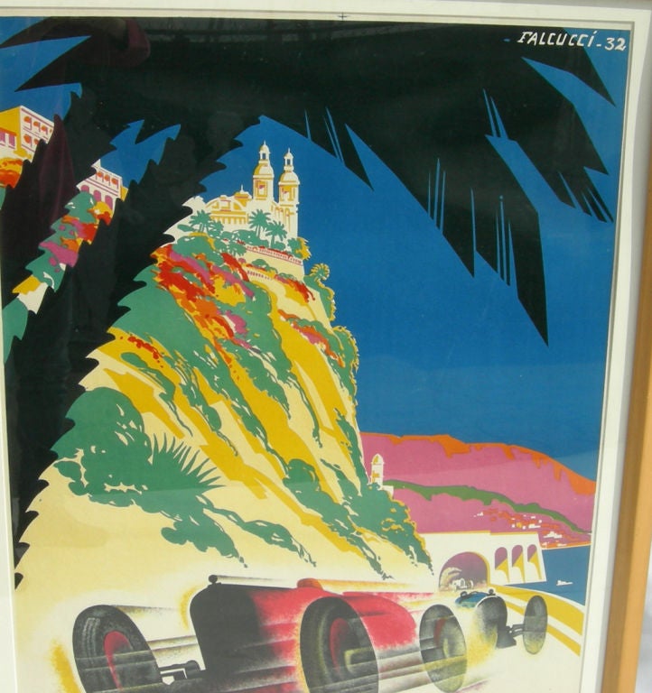 Mid-20th Century Original 1932 Monaco Racing Poster by Falcucci