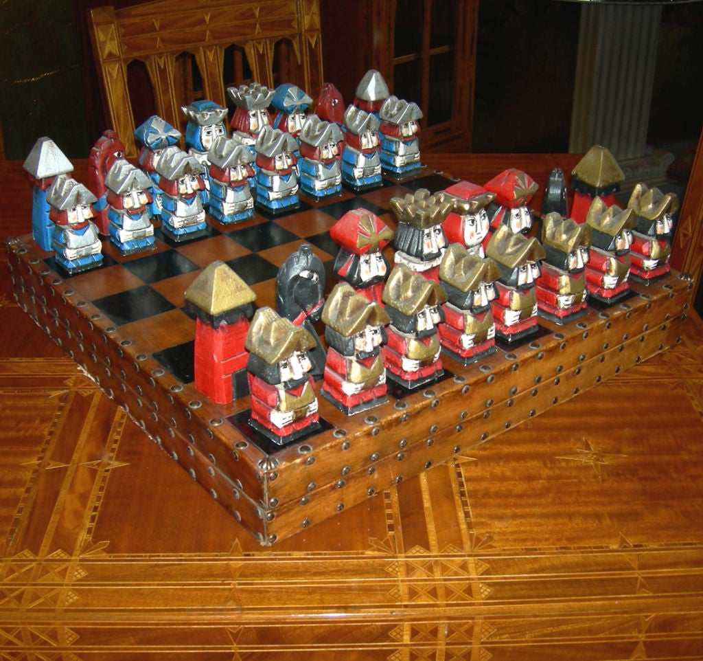This item is included in our massive moving sale at Off the Wall Antiques on Melrose. All items at the Melrose location are 50% off!

A very charming set of whimsical painted wooden figures in very nice original condition. The box is two toned