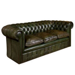 Vintage Edwardian Leather-Upholstered Chesterfield Sofa