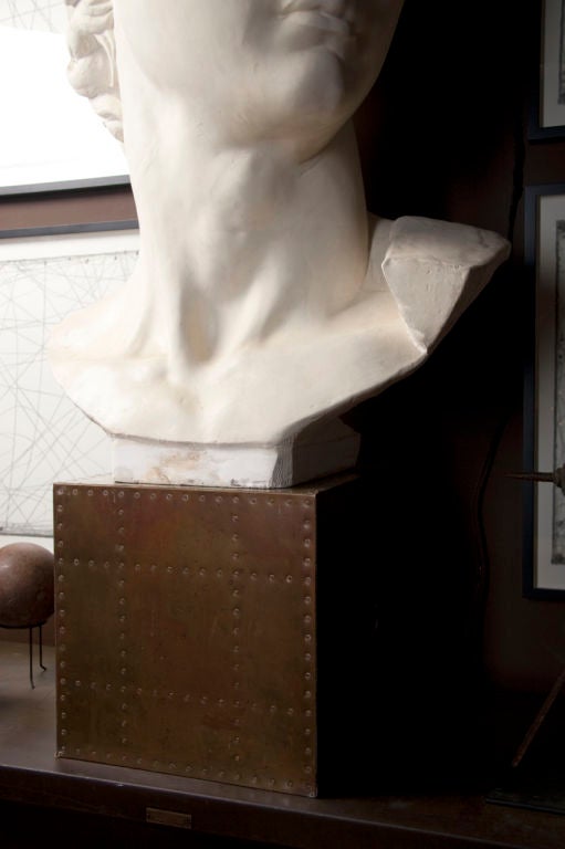 20th Century Copper Rivet Cube Table with Side Handles