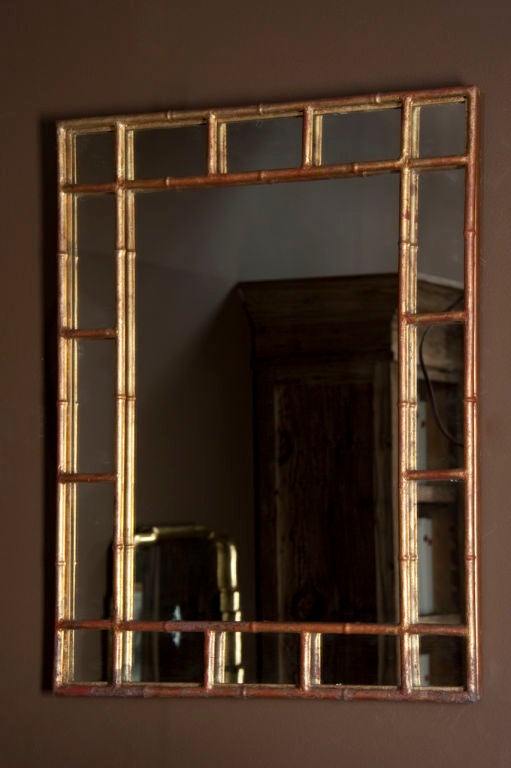 Charming Gilt Tole Mirror with Bamboo Detail