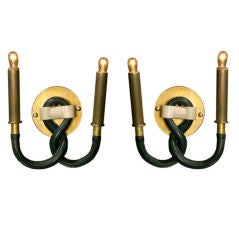 Pair of Jacques Adnet Serpentine Sconces