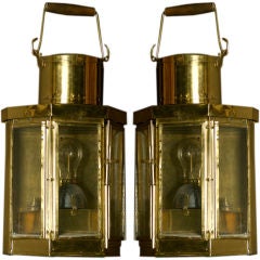 Vintage Pair of Brass Marine Lanterns