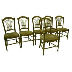 Set Of 20th Century French Painted Rush Seat Chairs