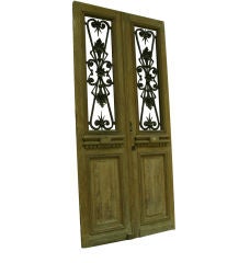 Pair 19th Century  French Oak Entry Doors with Original Hardware