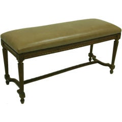 19TH CENTURY FRENCH BENCH RE-UPHOLSTERED IN HIGH GRADE LEATHER