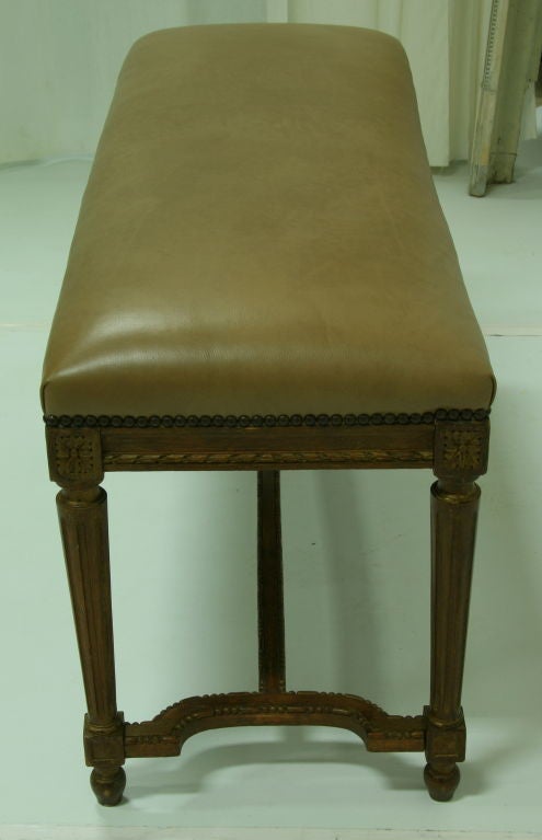French 19TH CENTURY FRENCH BENCH RE-UPHOLSTERED IN HIGH GRADE LEATHER