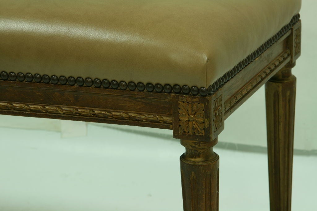 19th Century 19TH CENTURY FRENCH BENCH RE-UPHOLSTERED IN HIGH GRADE LEATHER