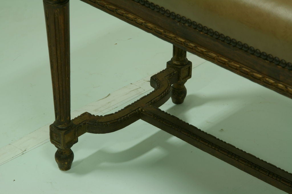 19TH CENTURY FRENCH BENCH RE-UPHOLSTERED IN HIGH GRADE LEATHER 1
