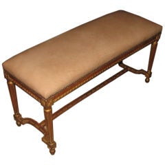 Antique 19th Century French Bench with new leather