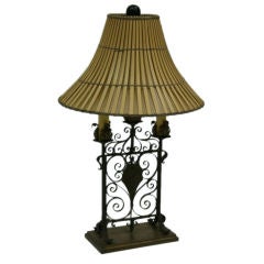 Antique 19th Century French Wrought Iron Lamps (  two available)