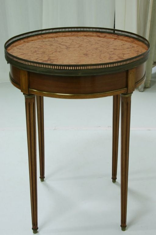 Neoclassical 19th Century French Bouillotte Table with Marble Top