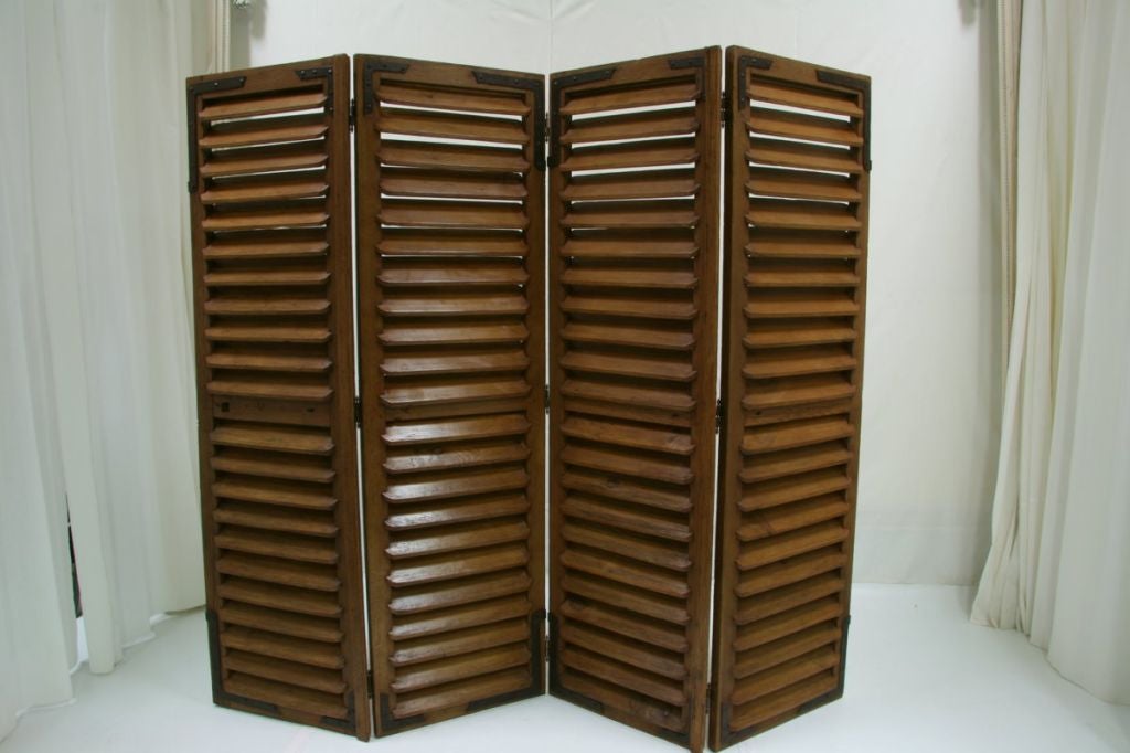 French 18TH CENTURY FRENCH PINE SHUTTERS MADE INTO SCREEN